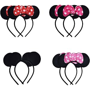 6 Cerchietti Con Orecchie Da Topo - Fasce Carnevale Per Bambini E Adulti