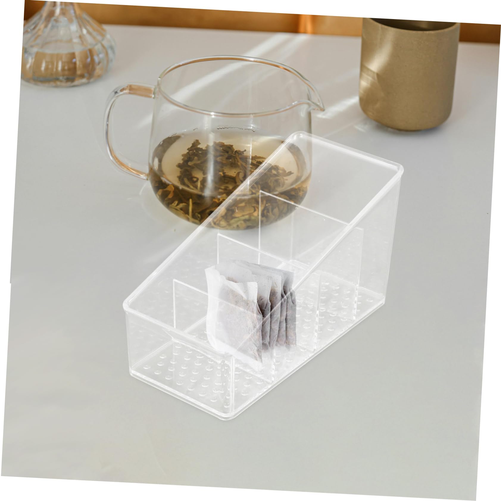 4 Stück Teebeutel Organizer aus Pet Fächer Kompakte Aufbewahrungsbox für Teebeutel und Kaffeetüten Design Vielseitig Einsetzbar für Wohnzimmer