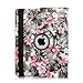 Cellularvilla 360 Degree Rotating Black Pink Flower Pu Leather Flip Folio Stand Case Cover for iPad with Retina Display (iPad 4th Generation), the new iPad 3 / iPad 2 (Automatic Wake/Sleep Feature)
