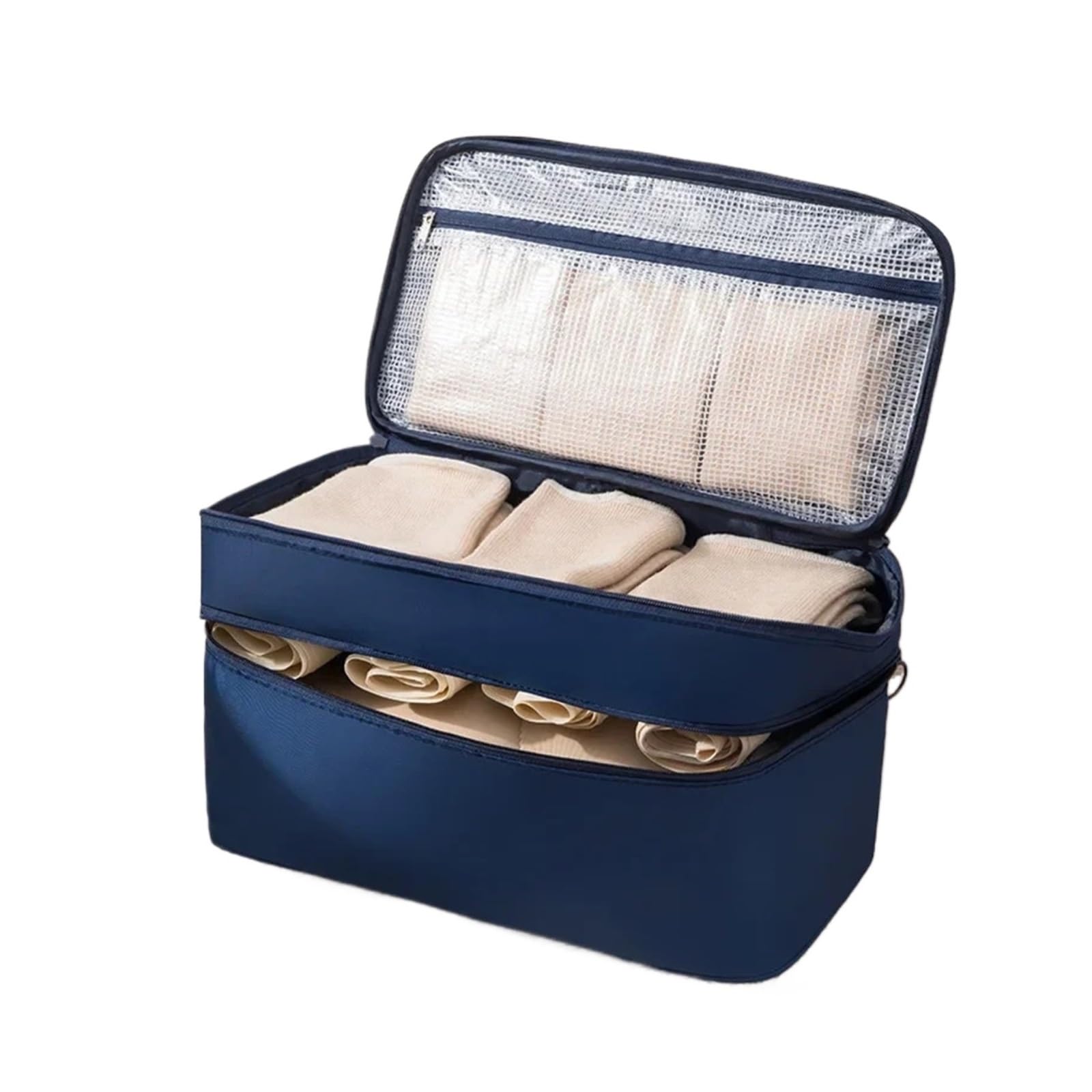 Organizer Per Biancheria Intima Da Viaggio Organizer da viaggio 3 in 1 a doppio strato: borsa for riporre reggiseni/biancheria intima/calzini di grande capacità, portatile e compatta