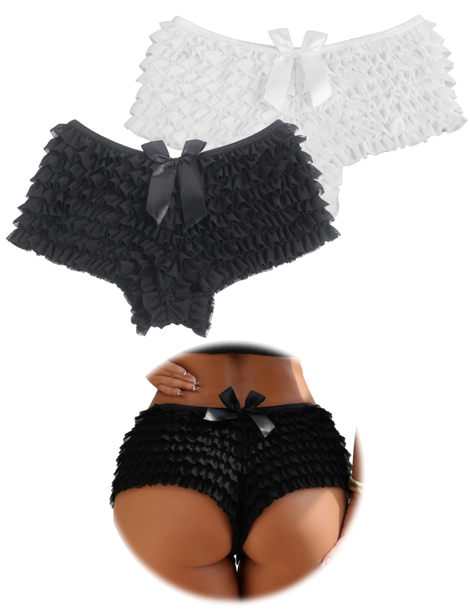 Sexy outfit Falbany Bloomers dla kobiet wzburzone koronkowe spodenki mikro wielowarstwowe figi na festiwal Y2K kostium burleski seksowne stroje gorące spodnie Plus rozmiar, UK 10-20