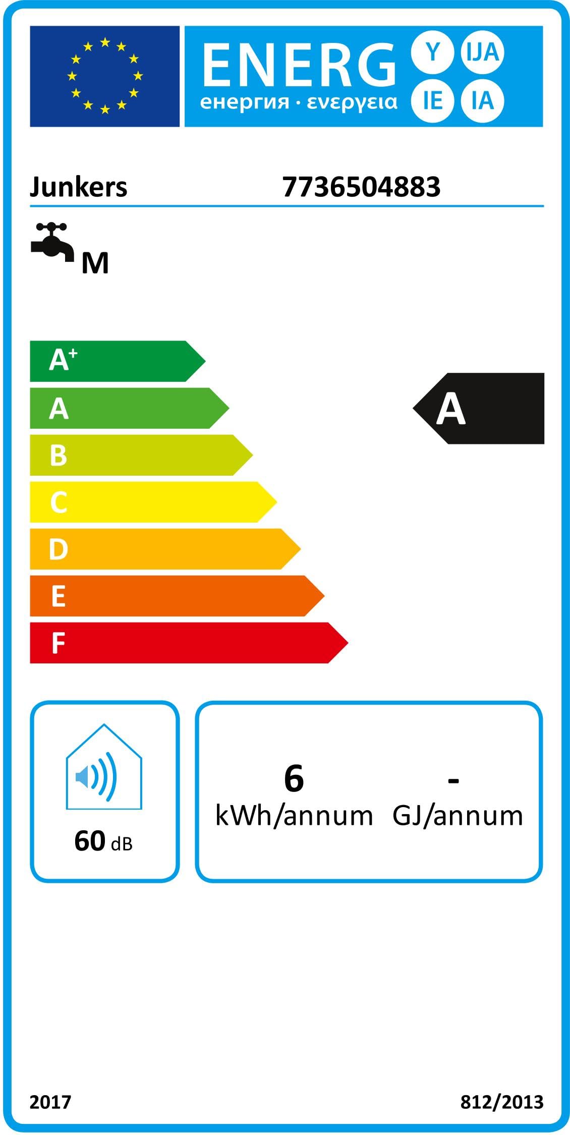 Calentador de gas butano/propano bajo consumo con capacidad de 12 litros, modelo WTD12-3AME, color blanco, 18 x 33, 5 x 57, 5 centímetros (referencia: Junkers 7736504883), estándar