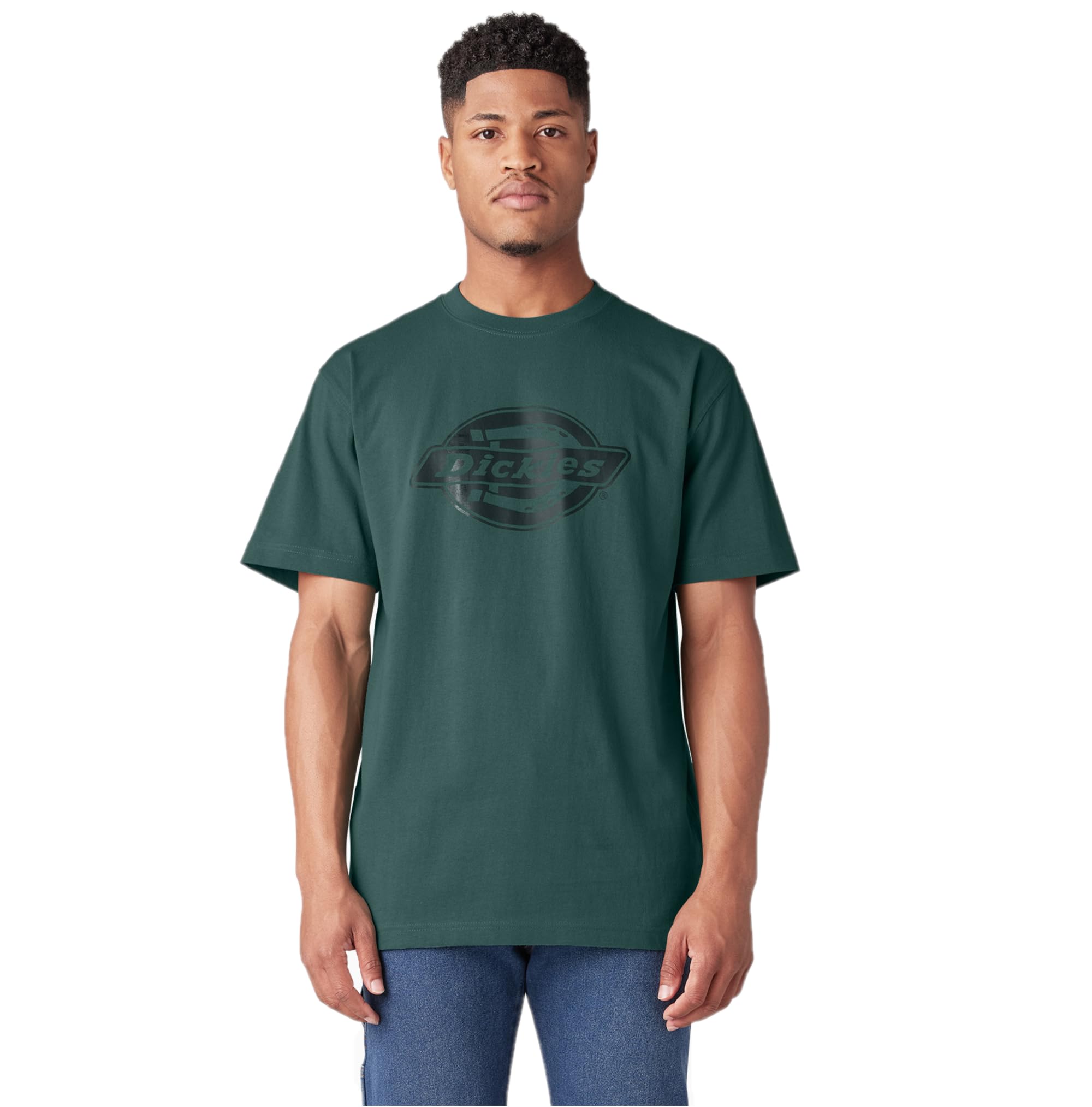 Dickies Men's Short Sleeve Heavyweight Logo T-Shirt, Green, S