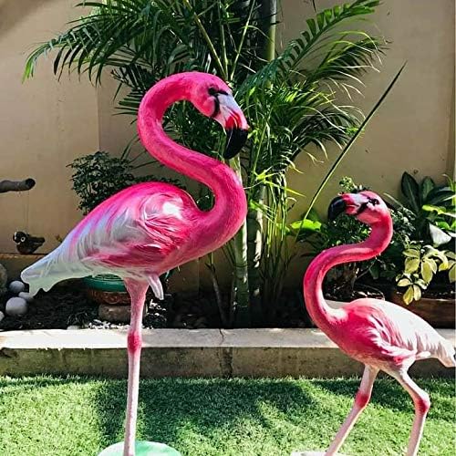 The Decorshed Unbreakable Garden Side Flamingo Flamingo for Garden Decor Birds for Garden Decor Home Decor Lawn Decoration - Set of 1 Fiber Pink (29inch & 22 inch)