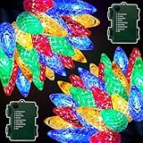 2 Pack Christmas String Lights Decor, Total 32.8Ft 100LED Battery Operated Fairy Lights Timer 8 Modes Waterproof Xmas Lights Garden Christmas Tree Decorations Indoor Outdoor Home, 50LED 16.4Ft Each