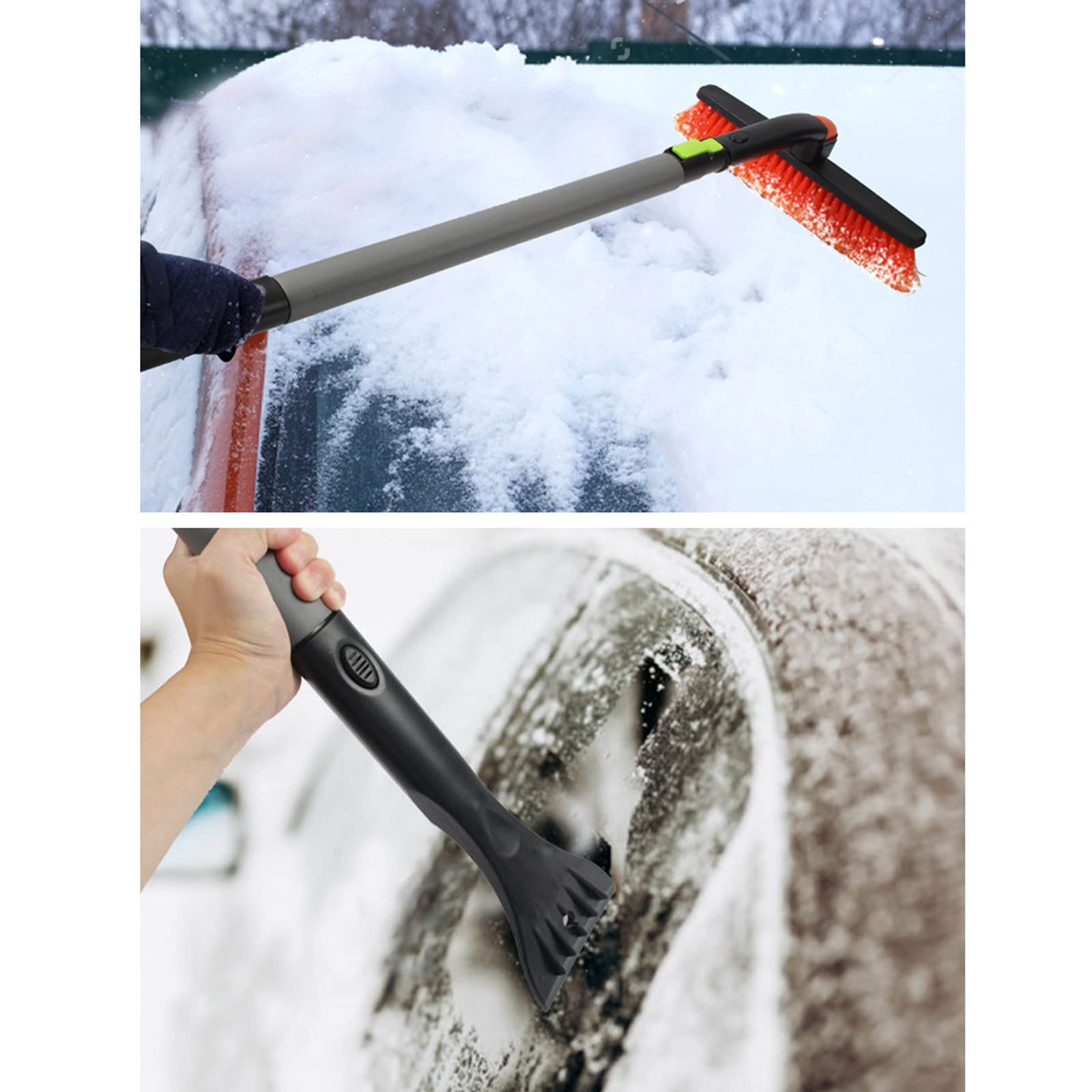 Brosse à Neige Grattoir à Glace Pelle à Neige Grattoir à Glace pour Pare-Brise de Voiture, Brosse de déneigement télescopique Durable 3 en 1, Brosse à Neige Extensible avec poignée en Caoutchouc
