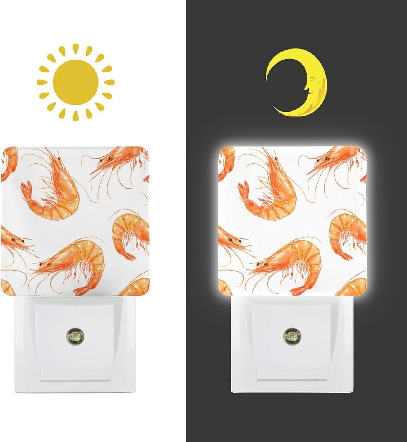 Cartoon Shrimp Night Light LED Night Lights Plug Into Wall 11.5x7.5x5cm image 3