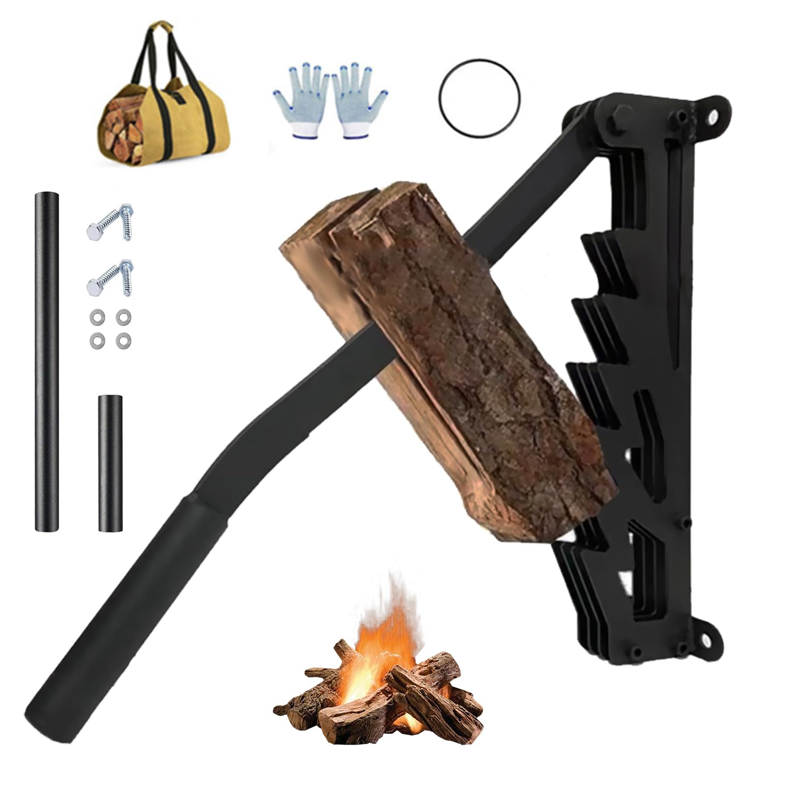 Spaccalegna Manuale Da Parete - Con Guanti E Manico Rimovibile - Per Camino, Campeggio, Giardino - Foto 3