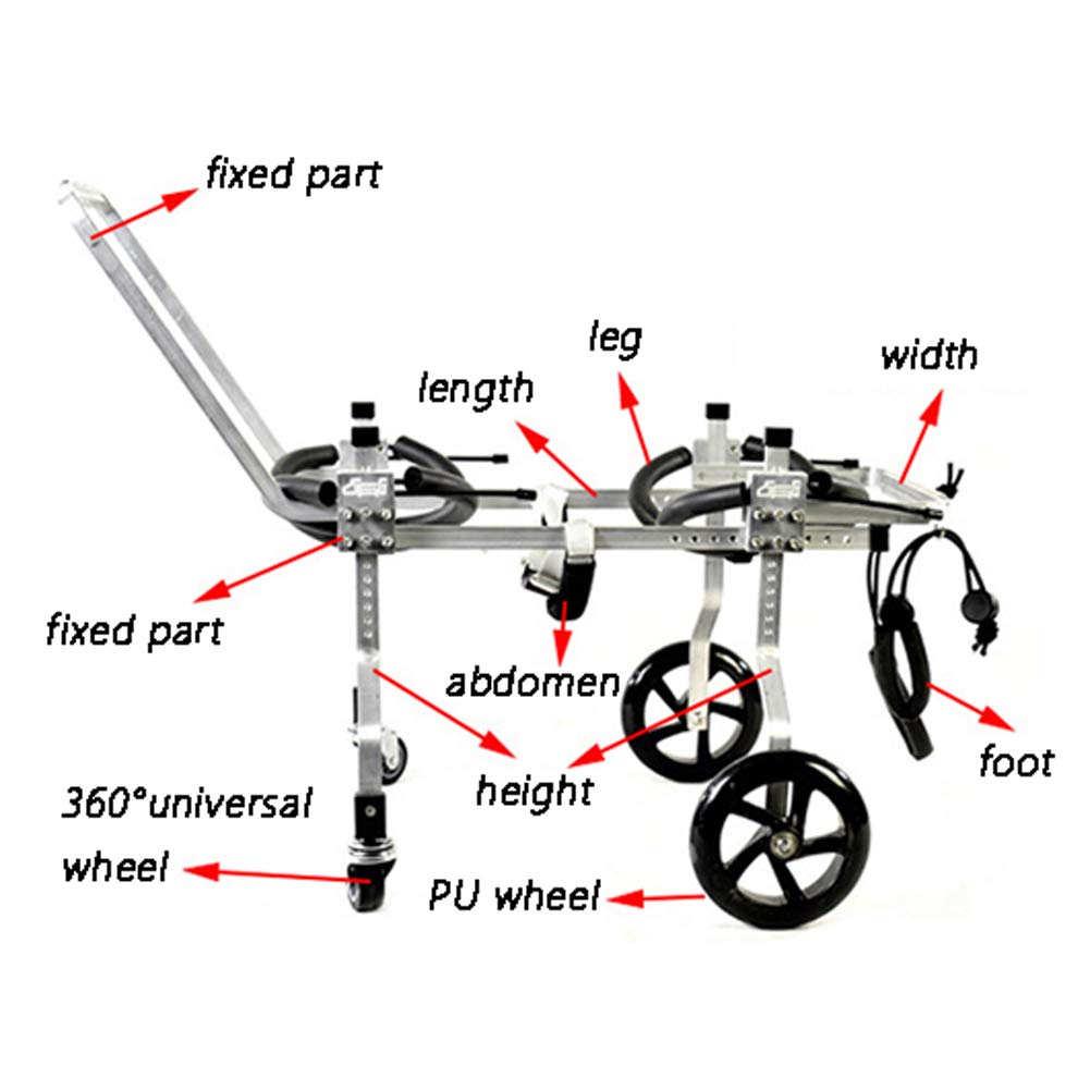 Carrellino Regolabile Sedia a Rotelle per Cani Cane, Riabilitazione per Le Gambe Posteriori/Zampa Anteriore, Adatto Disabili Piedi Gambe/Zampe Posteriori Riabilitazione, 15-75 kg