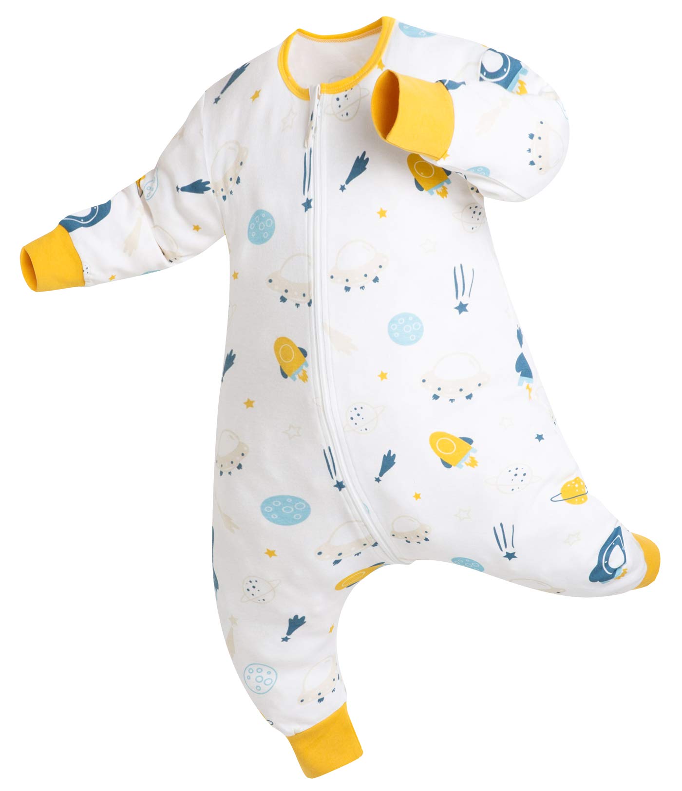 Chilsuessy Baby Sleeping Bag with Feet 100% Cotton Summer Sleeping Sack 1 Tog Kids Sleeping Bags Anti Kick Infant Toddler Wearable Blanket for Boys and Girls, Spaceship, 90cm/3-4 Years — image 1