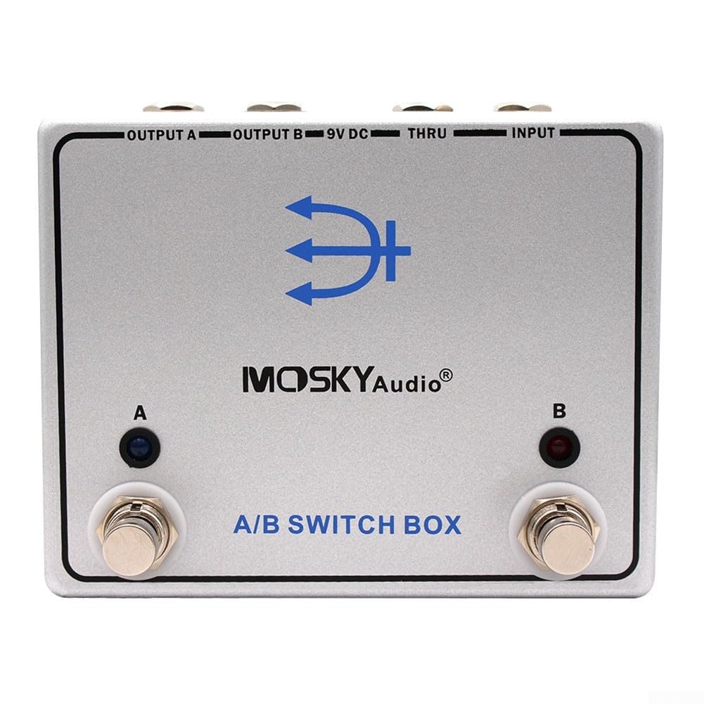 AB Switch Box gitarowy efektów sygnałowych router do dwóch ścieżek wzmacniacza metalowa obudowa 90 x 120 mm