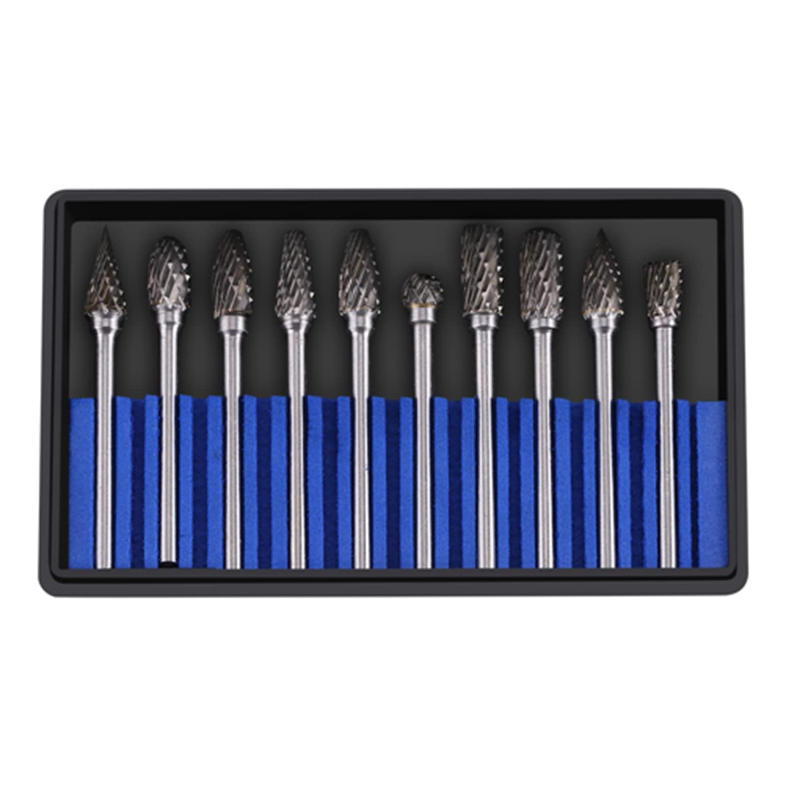 Jeu de Fraises Carbure 10 Pièces Tête 3mm Tige 6mm Double Cut en Acier Tungstène pour Gravure Métal Polissage Découpage Artisans Ateliers Bricolage Professionnels