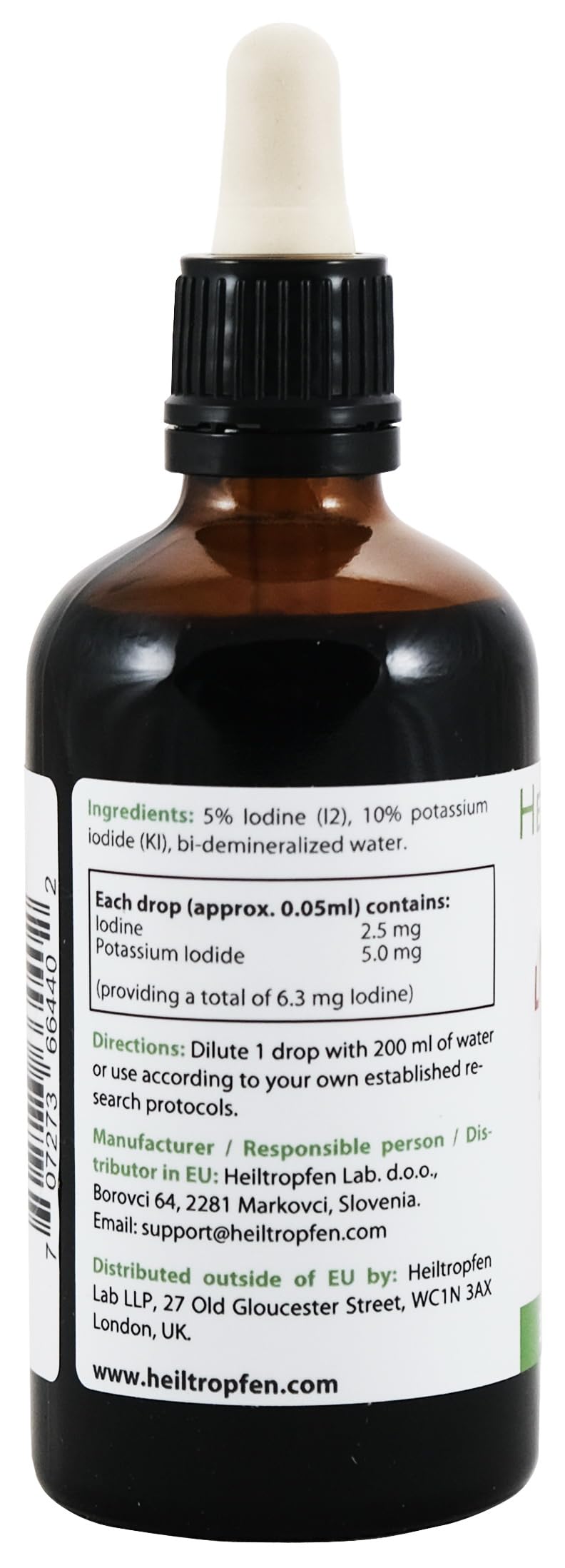2X 100 ml Lugolsche Lösung 5% Jodlösung | Inhaltsstoffe in pharmazeutischer Qualität | 15% Lugols Liquid Formulierung | 5 Prozent elementares Jod und 10% Kaliumjodid | Braunglas Pipette | Heiltropfen®