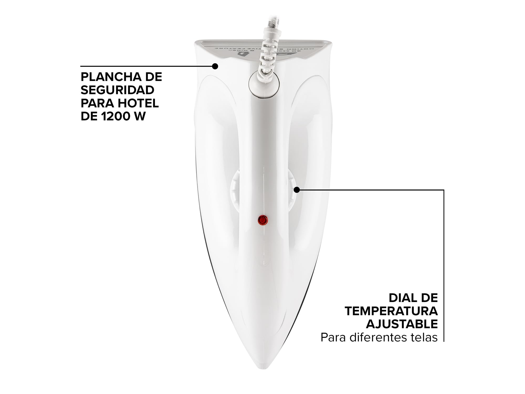 Corby Sherwood - Plancha en seco, 1200 W, color blanco, enchufe europeo