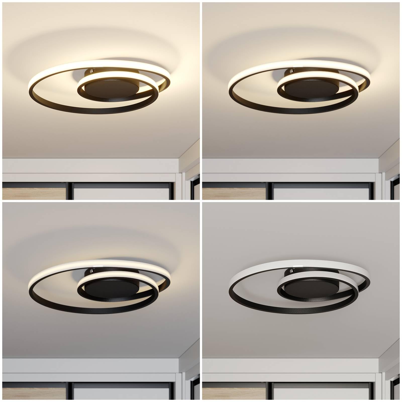 Lindby Bombillas LED lámpara de techo en negro, plafón redondo | lámpara de salón, moderno, 3000 k blanco cálido, de aluminio para comedor, pasillo, sala de estar, salón