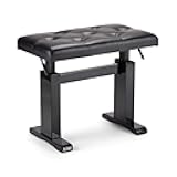 OnStage KB9503B Height-Adjustable Piano Bench (Acoustic Grand Pianos, Digital Keyboards, Synthesizers, Organs, Hydraulic Assisted, Padded, Tufted, Cushioned, Wood Base, Nonslip Rubber Feet, Black)