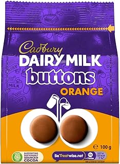 Dairy Milk Chocolate Orange Flavour Giant Buttons, Sharing Bag, Bite Size Treats, 100 g Bag (Pack of 1)