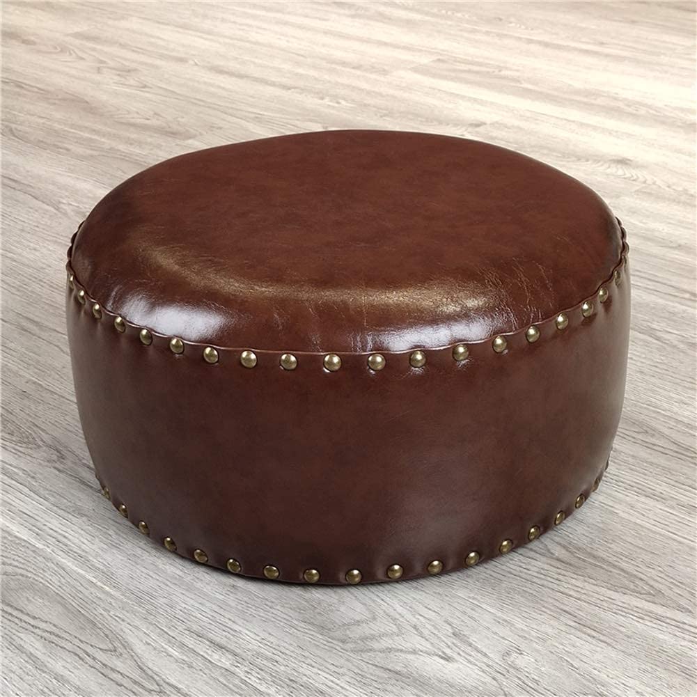 Repose-pieds en cuir marron 40x20x20cm, pouf et banc à chaussures