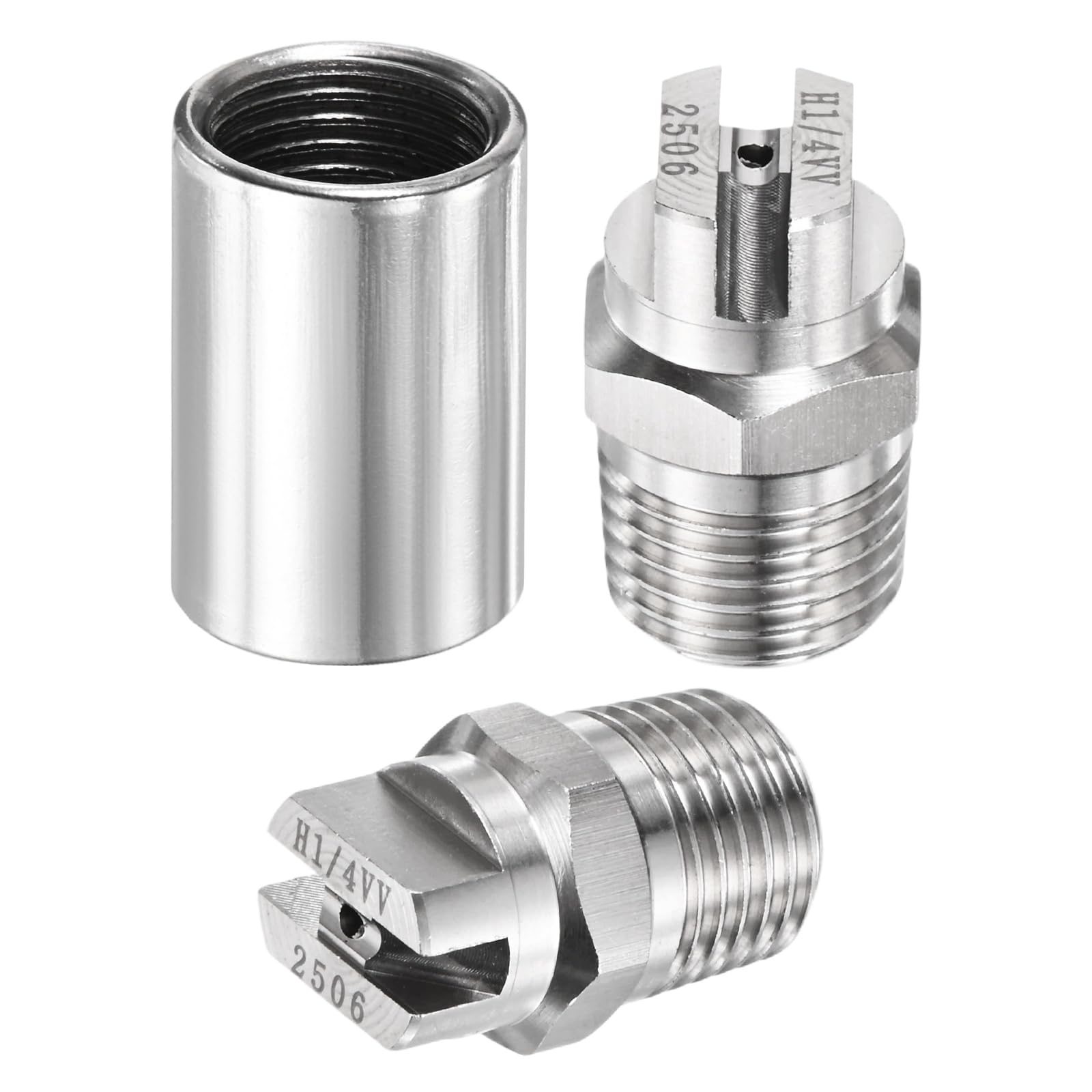 TIXIPEM 1/4" BSP Male 25 Degree Flat Fan Spray Tip [1SET] - High Pressure Washer Spray Nozzle with 1/4" BSP Female Pipe Fitting Used for Water Guns - [Stainless Steel-1.6MM]