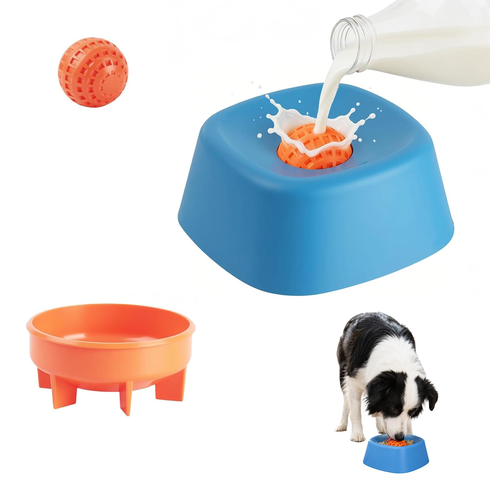 Dog Licking Bowl with Ball, Licking Dog Toy, Interactive Slow Feeder for Dogs, Spillproof Ball-In Dogs Slow Feeder Bowls for All Breeds, Suitable for Puppies and Senior Dogs