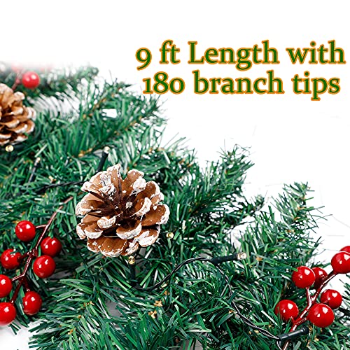 Guoou 9 Foot Christmas Lighted Garland, Battery Operated Christmas Garland With Lights, Pre Lit Garland Wreath For Indoor Home Winter Holiday New Year Xmas Decorations #TOP1