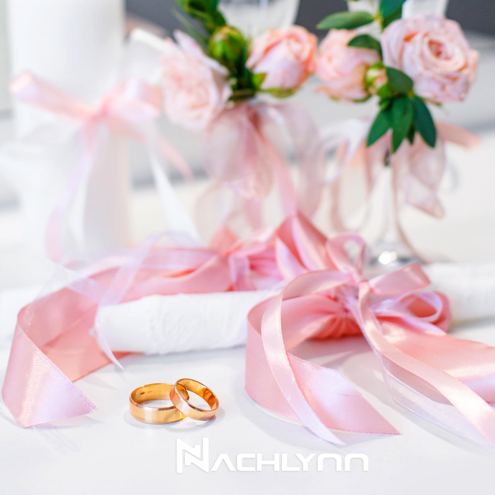 Nastro rosa per neonati, 10 mm, per confezioni regalo, 22 m, nastro in raso a doppia faccia, colore rosa neonato, in poliestere, nastro spesso per artigianato, bouquet, decorazioni per feste di nozze