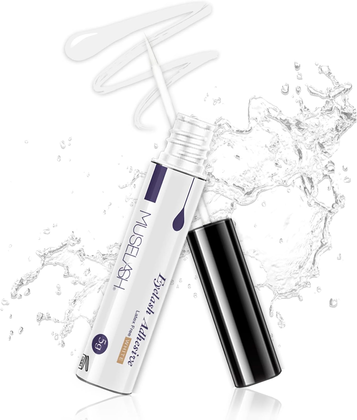 𝗦𝘂𝗽𝗲𝗿 𝗛𝗼𝗹𝗱 MUSELASH Latex Free False Eyelashes Glue Super Hold Clear Waterproof Strip Lashes Glue Hold Adhesives 5g 0.175oz Mink Lashes……