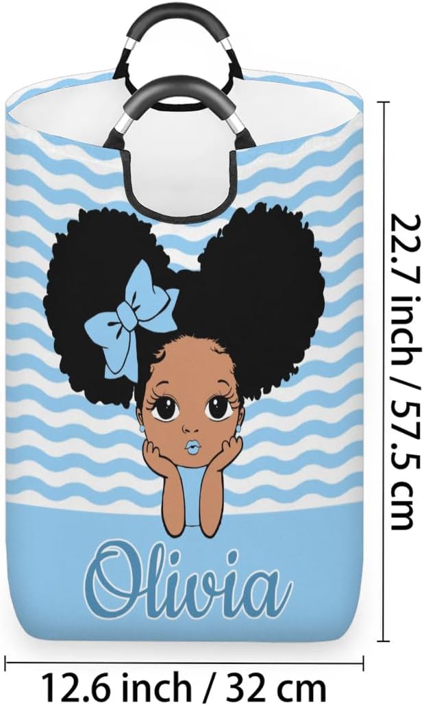 Personalized Laundry Basket with Handles, Custom Laundry Hamper with Name for Bathroom, Dirty Clothes Storage Basket Gifts for Men Women Boys Girls - Princess Girl