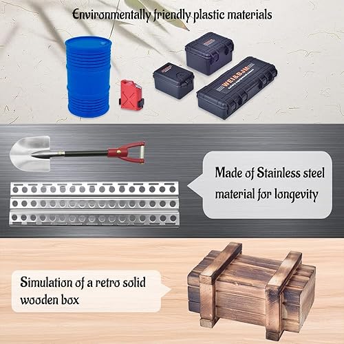 Miniatura 2 de Globact 110 RC Crawler Accesorios Red de equipajeTambor de aceitecaja de maderatanque de combustibletablero de recuperacióncaja de herramientaspala