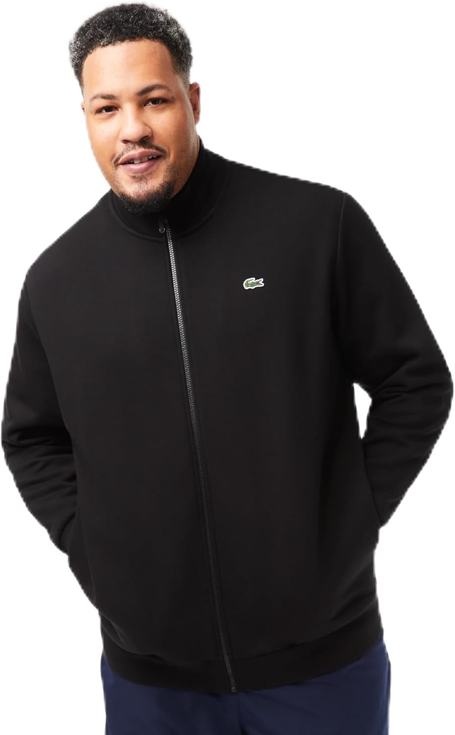 Lacoste Men's Regular Fit Zipped Cotton Fleece Sweatshirt - Big Fit, Black, 3XLB