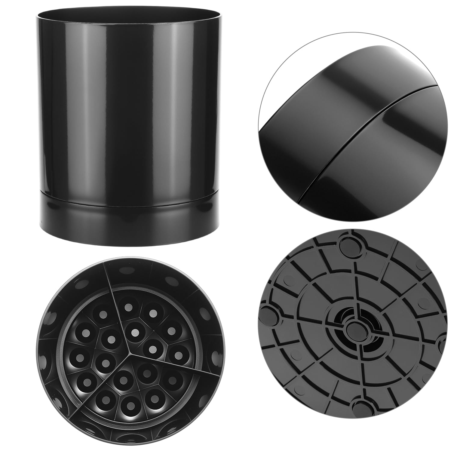 QWORK® Küchenutensilienhalter, Drehbarer Küchenhelfer Aufbewahrung, Schwarz Kochlöffelhalter