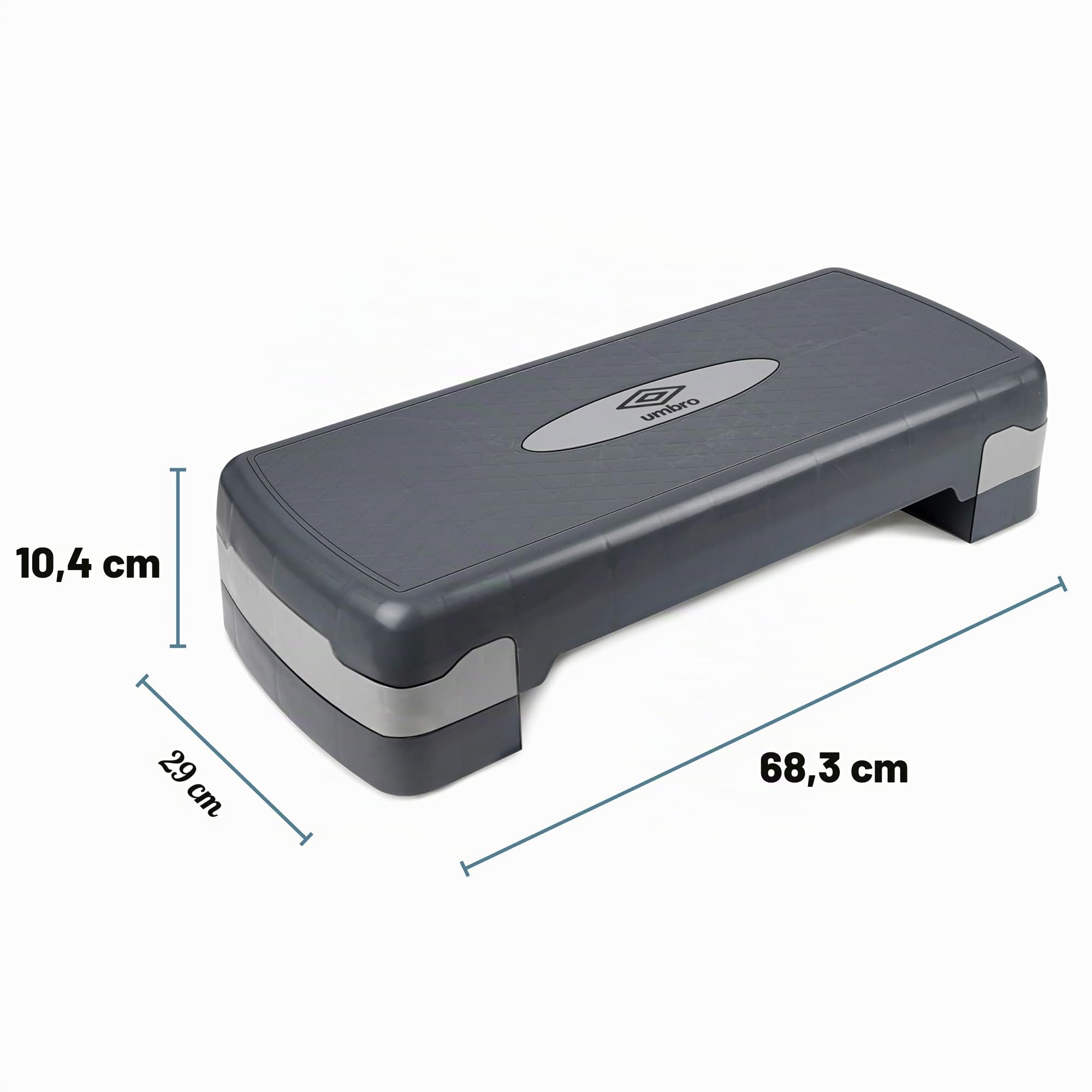Umbro Stepper Fitness Réglable 10‑15 cm – Aerobic Step Antidérapant pour Cardio‑Training – Step Fitness Sport Maison pour Rééducation – Plateforme D'entraînement Complet – 68,3 x 29 x 10,4cm