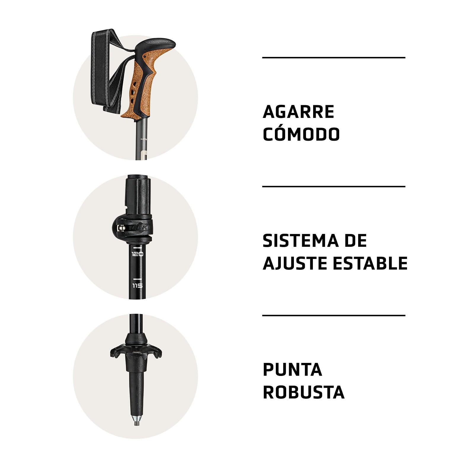 LEKI Khumbu Lite Bastones de Senderismo para Mujer y Hombre | Bastones de Trekking Ligeros y Ajustables de Aluminio con Disco de Trekking