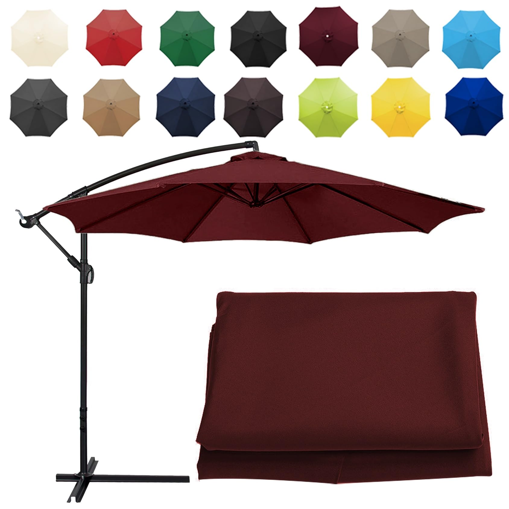 Cmjymx Unisex Burgundy Replacement Parasol Canopy Sun Umbrella Replacement Cloth For 2M-6 Arms 2.7M-6 Arms 2.7M-8 Arms 3M-6 Arms 3M-8 Arms (Color : Size : 8 Ribs-3M(9.8Ft))