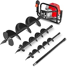 GREENCUT GD750X-3B - Taladro de tierra ahoyador motor de gasolina 75cc 5.2cv, con 3 brocas acero 90/150/200mm y 1 prolonga...