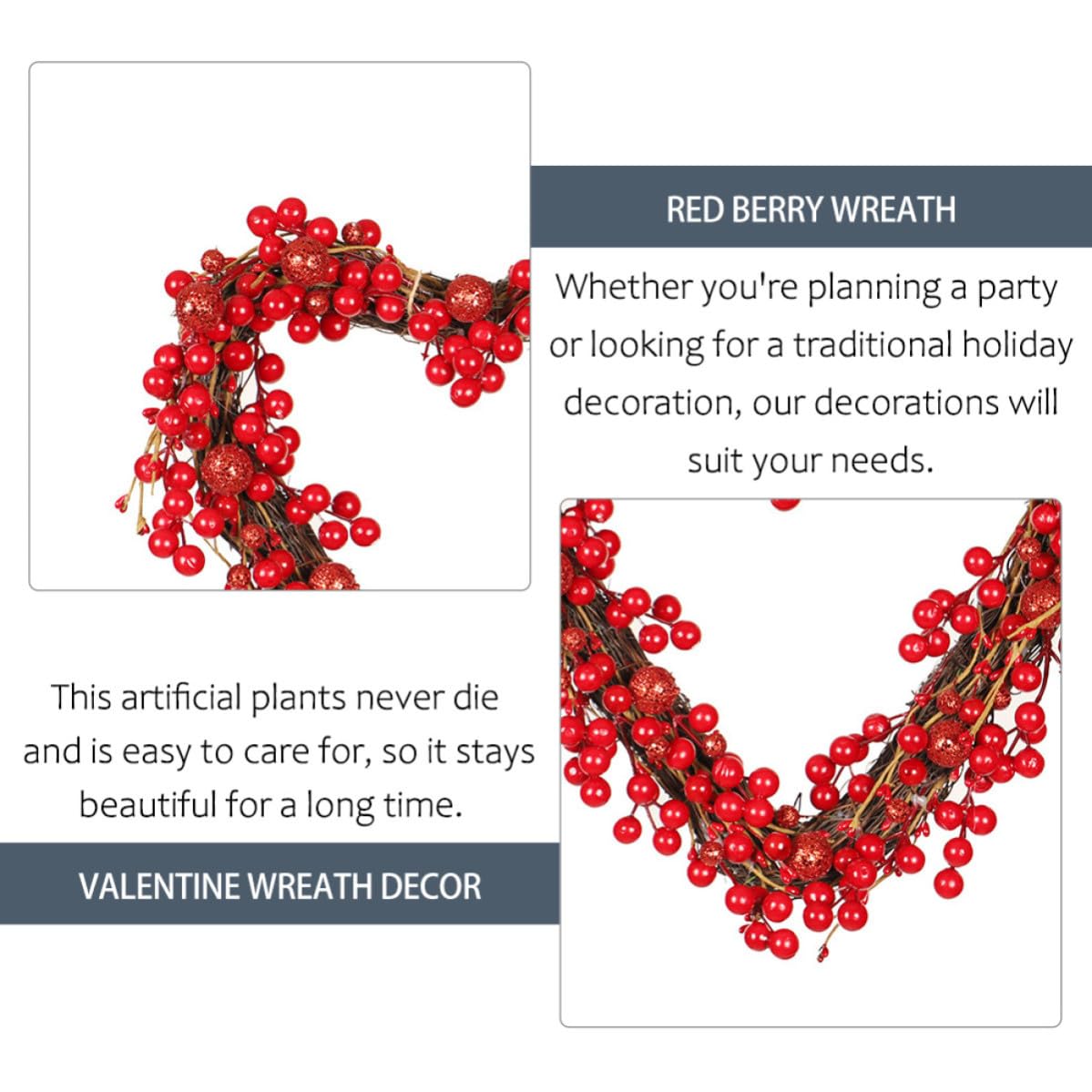 3 Pezzi Ghirlanda a Cuore Rossa per San Valentino, Decorazione Elegante