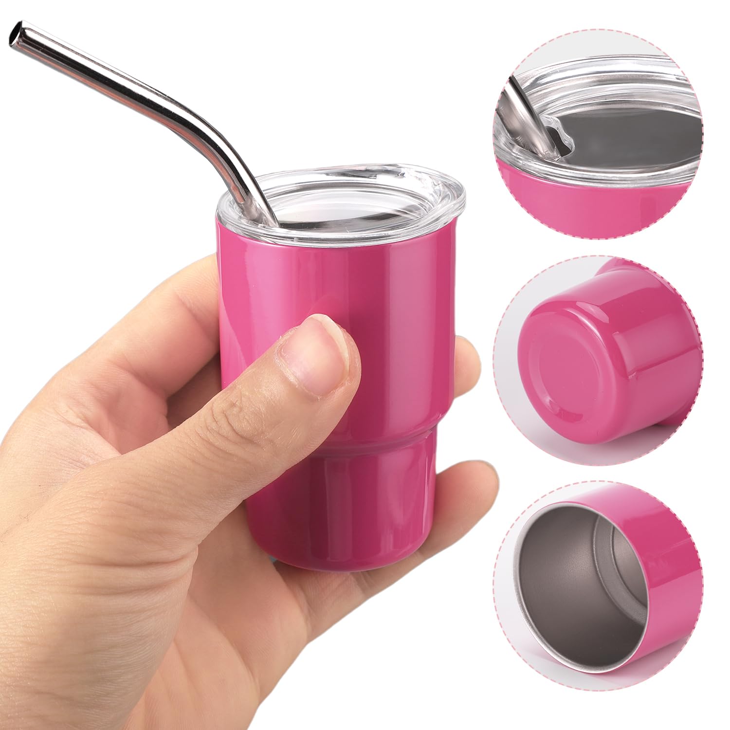 Mini Verre à Shot Isotherme En Acier Inoxydable Avec Paille Et Couvercle, 200 Ml, Pour Expresso, Café, Spiritueux, Mariage, Fête, Camping, Extérieur, Carnaval, Fête De La Bière, Fête De La Bière, 200