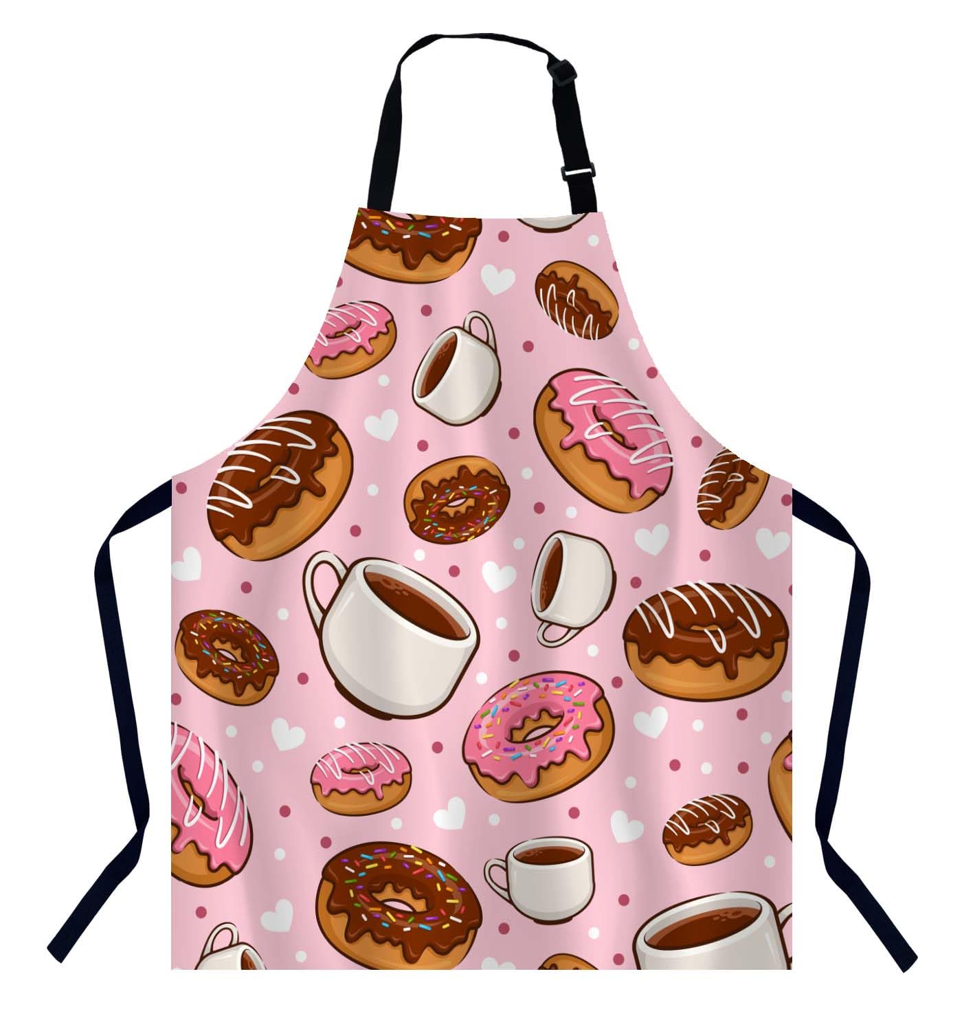 BGBDEIA Sweet Donut And Coffee Chefs Apron, Cooking and Baking Apron for Men and Women, Kitchen Apron, Butchers Apron, BBQ & Catering Bibs