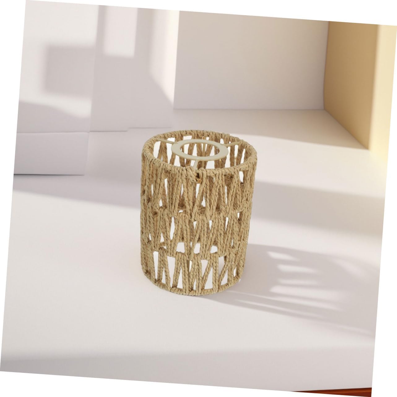 4pcs Creative Handwoven Paper Rope Lamp Covers Rustic Style Cylinder Pendant Shade Replacement Bedroom Light Fixture for Cozy Ambiance