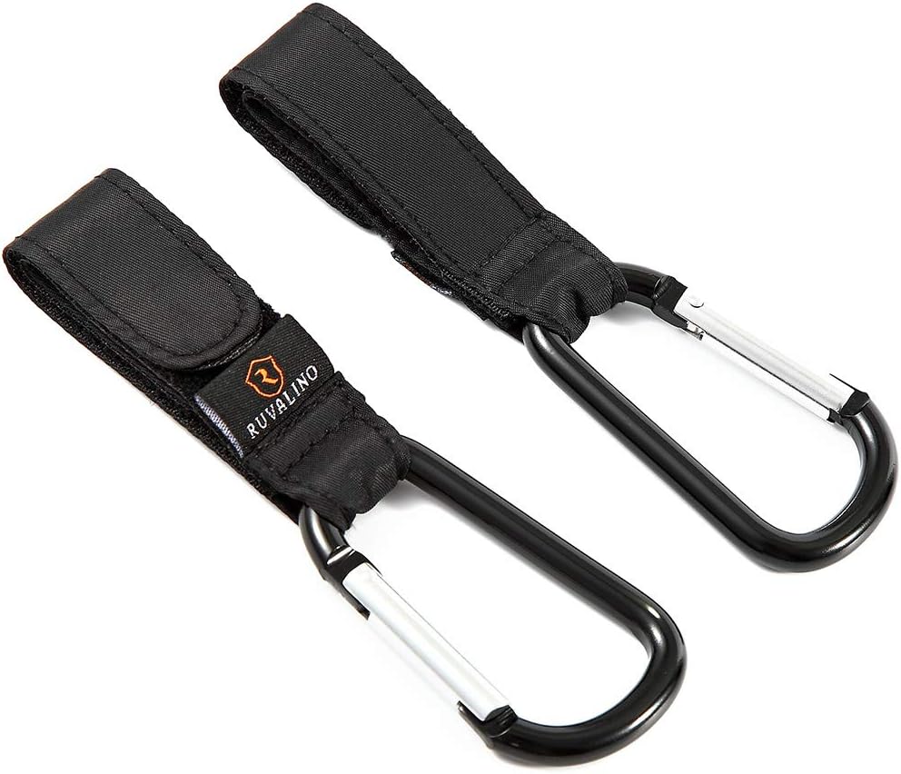 Buggy Clips, Universal Multi-Purpose Buggy Hooks Stroller Pram Clips for Changing Bag Holder and Shopping Bag, 2 Pack (Black)