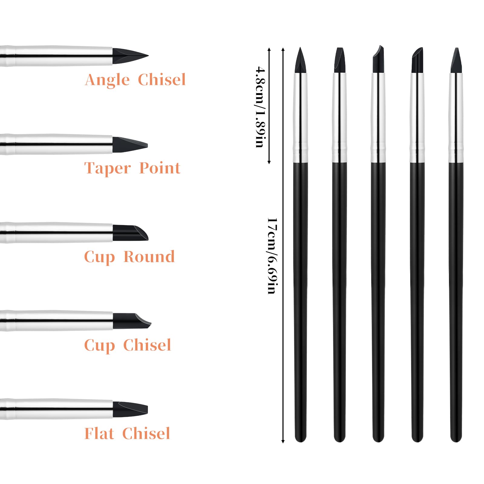 Silicone Tip Paint Pens Brushes Soft Tip Clay Sculpting Tools Rubber Nail Art Sculpture Pen Color Shapers Brushes Color Shaping Wipe Out Carving Pen Silicone Nail Tool (5 Pcs)