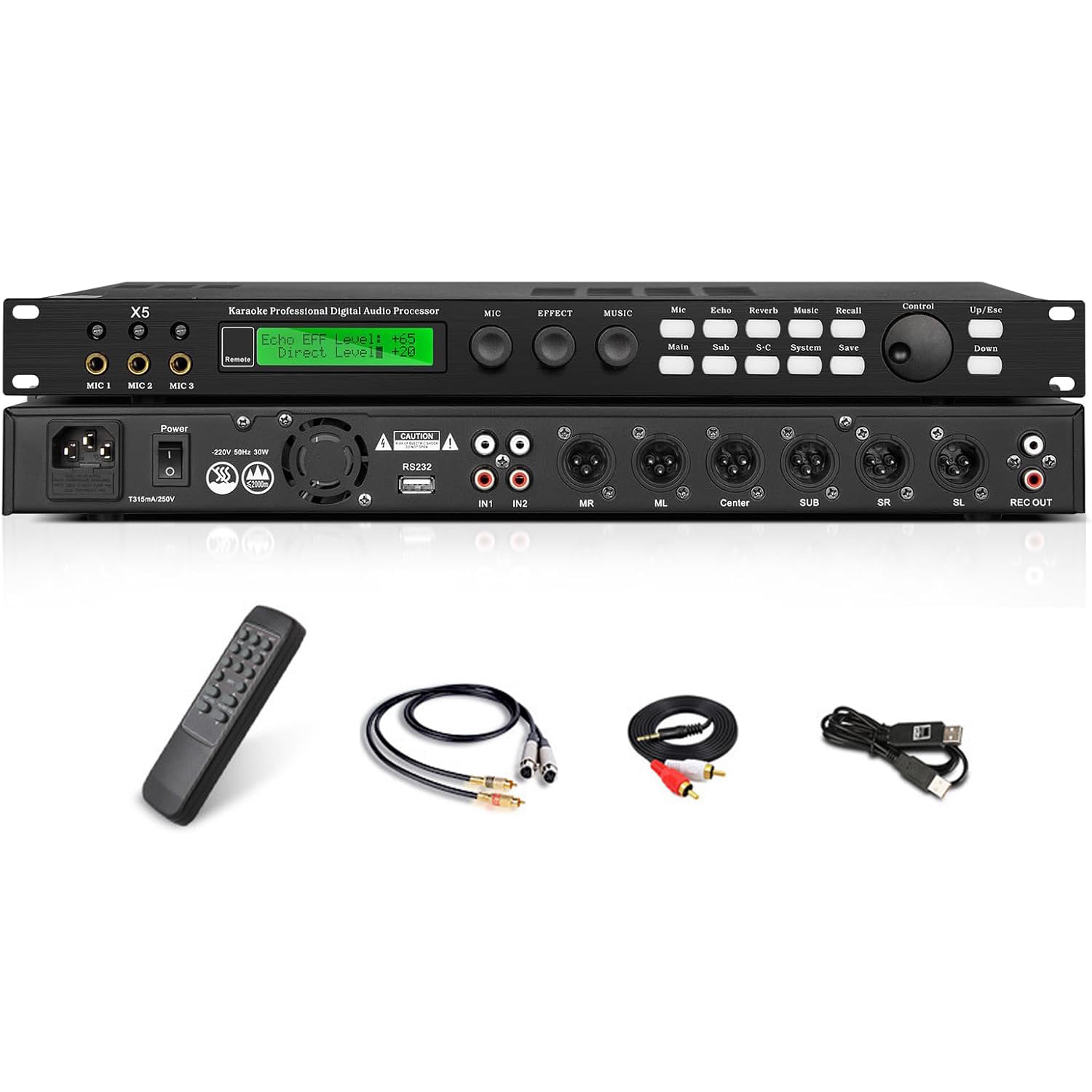 Procesador De Audio Digital Profesional, Supresor De Retroalimentación X5, Preamplificador De Karaoke Con Supresión Automática De Acoples, Compatible Con Salida De 5.1 Canales, Para Altavoces Y