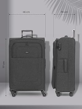REDOLZ Large Softshell Suitcase for Men and Women Lightweight Trolley 79 cm with 4 Double Wheels & TSA Lock Expandable with Expansion Pleat (Essentials 12)