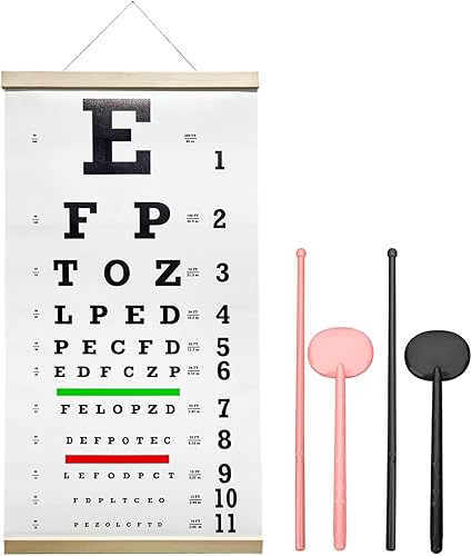 Miniatura 5 de Tabla de ojos Snellen, gráfico de ojos Snellen, gráfico de ojos Snellen, gráfico de ojos con oclusor de ojo estenopeico de 20 pies, prueba óptica de