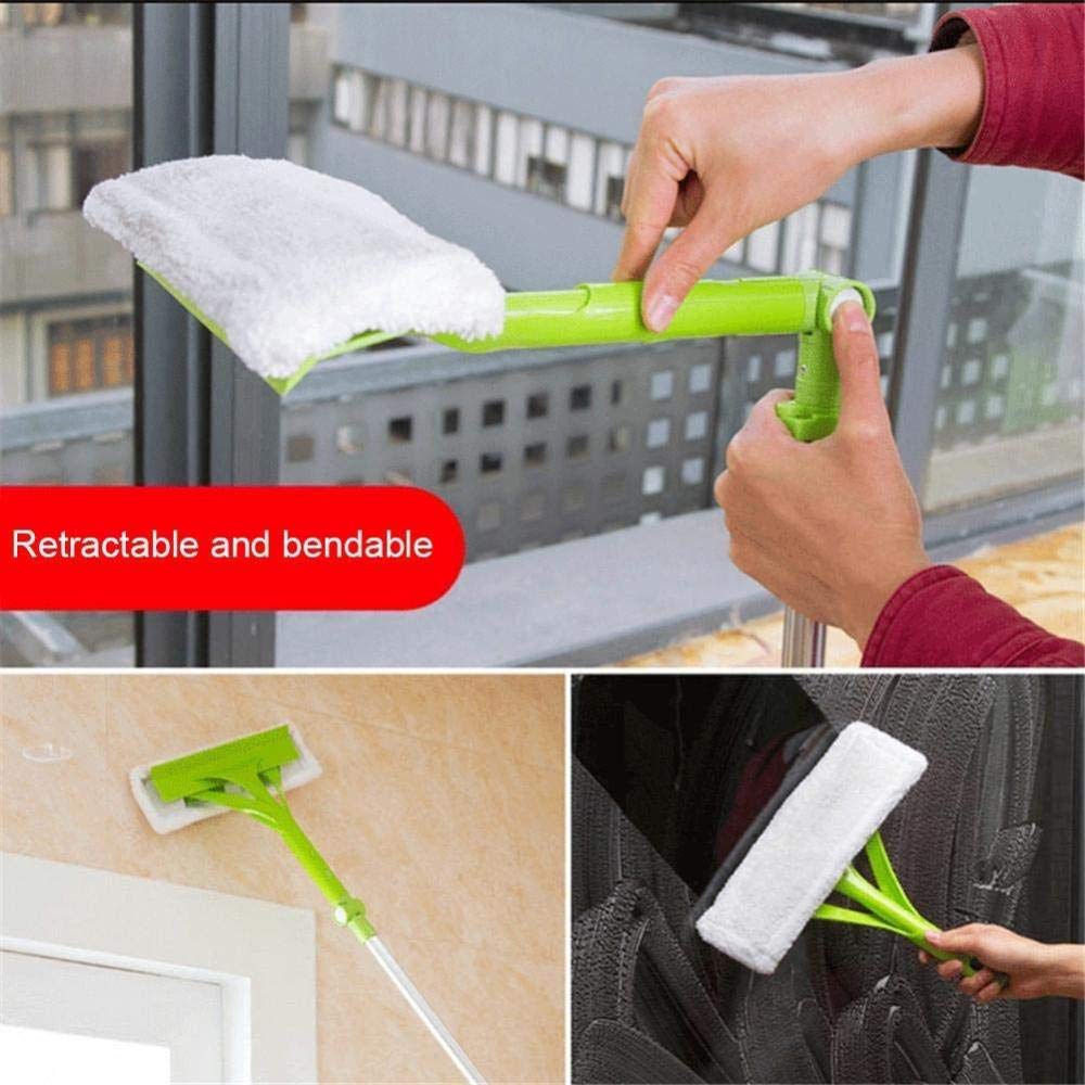 Telescópico Mango Plegable Cristal Limpieza Esponja Mop Extensible Ajustable Limpiador De Ventana，Verde,Green
