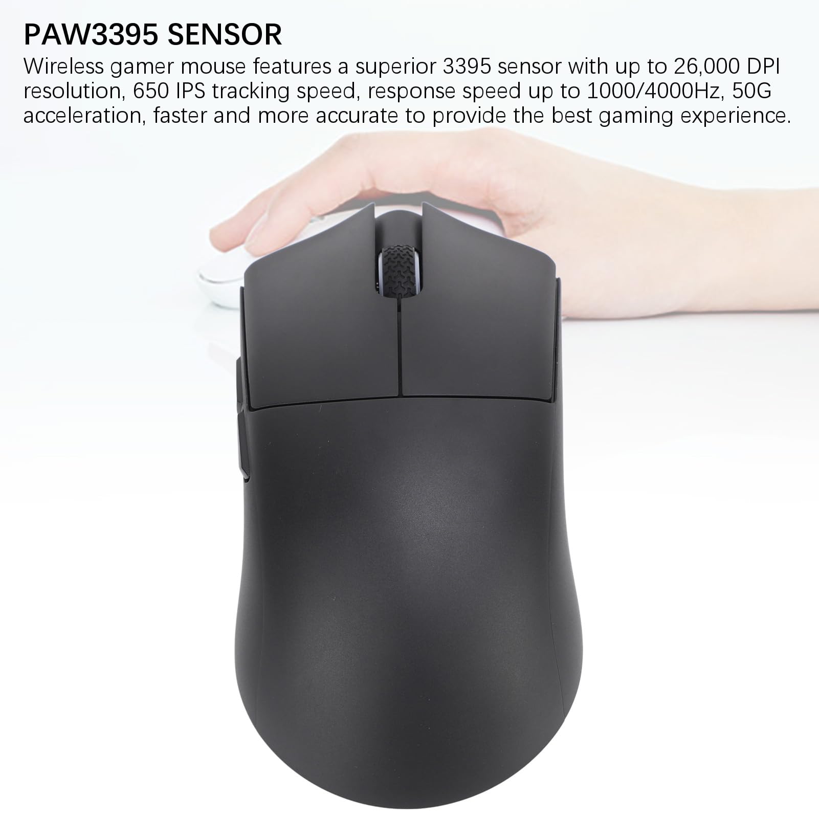 Vikye Mouse da Gioco Wireless 26000 DPI Tri Mode 2.4G USB C Sensore Ottico Mouse da Gioco Leggero per PC Portatile