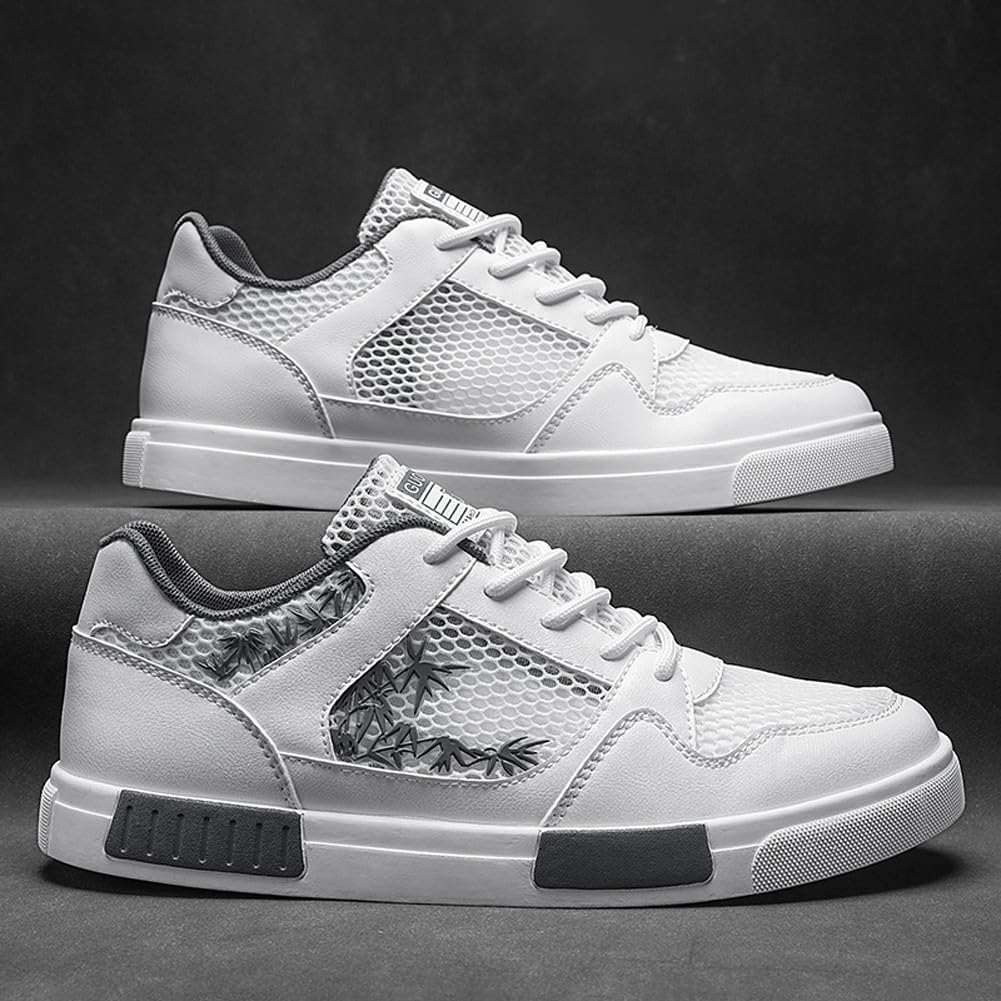 WELRUNG Men's Fashion High Top Chinese Style Skate Sneakers Stylish Comfortable Skateboarding Road Running Walking Shoes