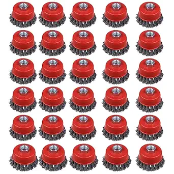 Knotted Wire Cup Brush for Grinders, Wire Brush for 4 1/2 Angle Grinder with 5/8 Inch Threaded Arbor (30)