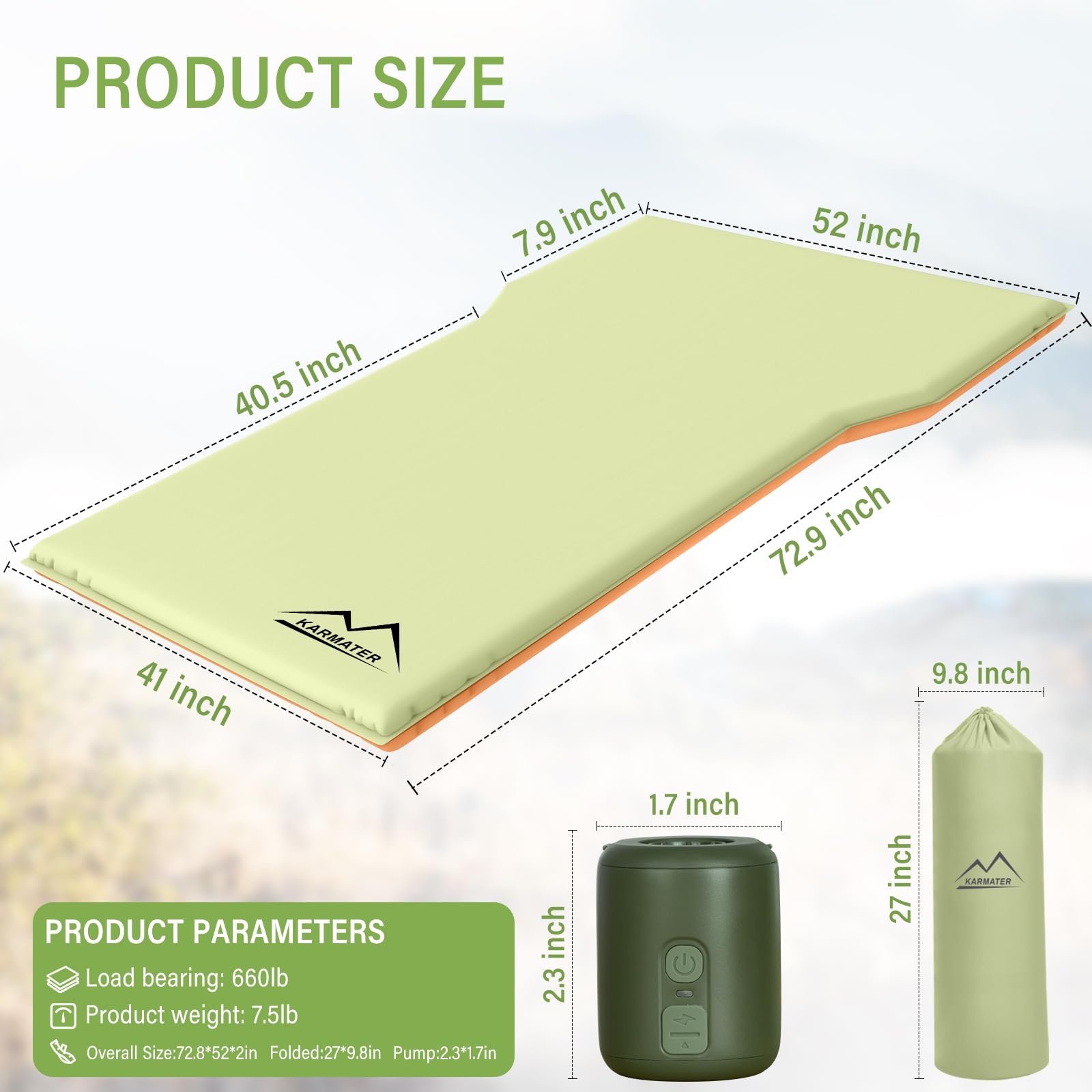 SUV Luftmatratze Autobett Camping, Aufblasbare Auto Camping Pad mit Luftpumpe, Ultrathick Memory Foam Camping Matratze, 9.0 R-Wert Isolierte Isomatte 2 Personen, Campingmatte für Wandern und