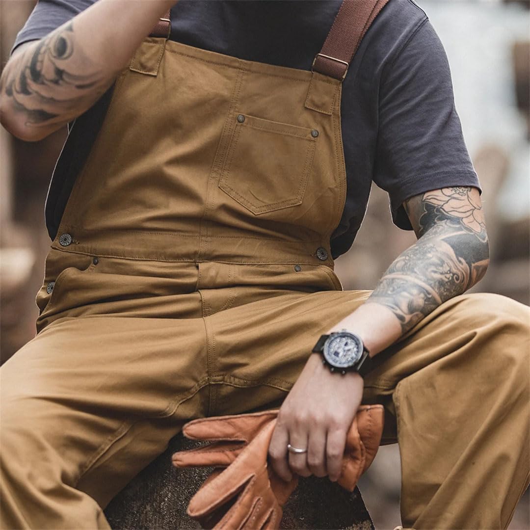 Męskie spodnie jeansowe w stylu vintage kombinezon bojówki spodnie robocze workowate śliniak kontrastowy ścieg dżinsowe kombinezony spodnie ze ściegiem